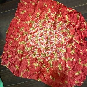 Red Floral Silk Square Scarf